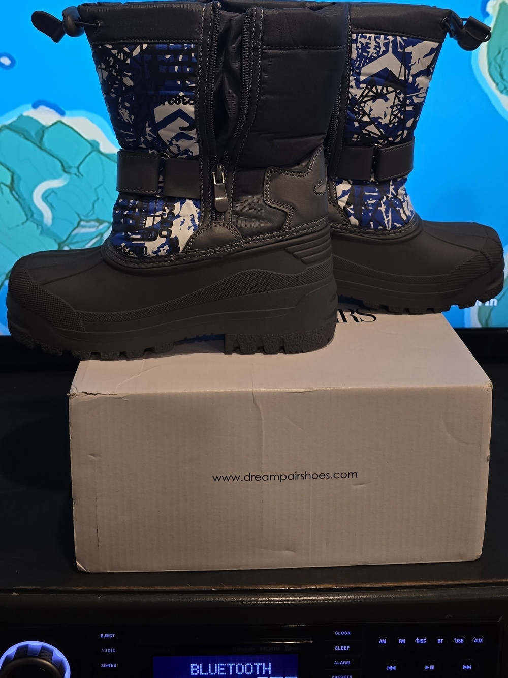 Dream Pairs Black and Purple Insulated Winter Boots with Zip and Strap